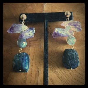 Modern Amethyst and raw blu labradorite